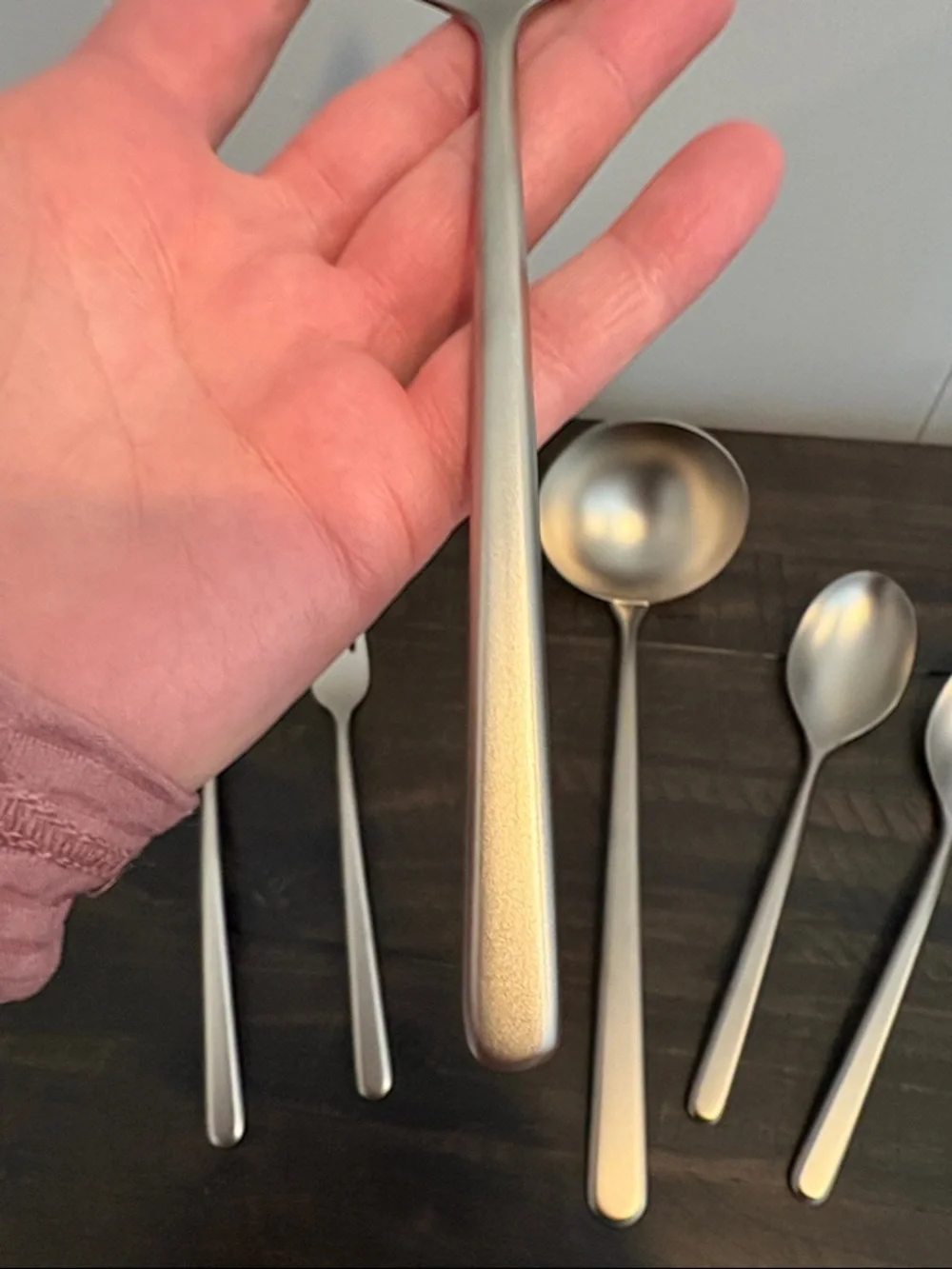 QUINCE NIB Gia Minimalist 6 Piece Serving Utensil Set Brushed Stainless Steel